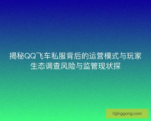 揭秘QQ飞车私服背后的运营模式与玩家生态调查风险与监管现状探