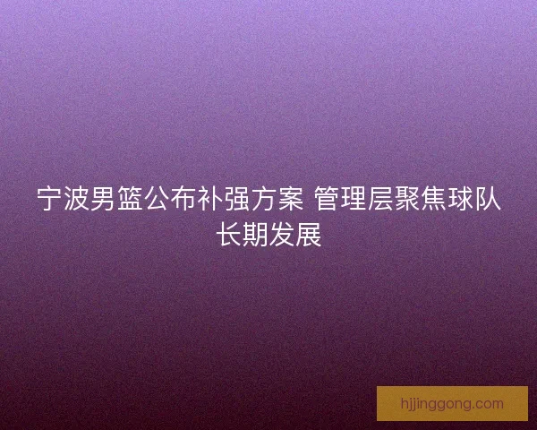 宁波男篮公布补强方案 管理层聚焦球队长期发展 宁波男篮公布补强方案 管理层聚焦球队长期发展