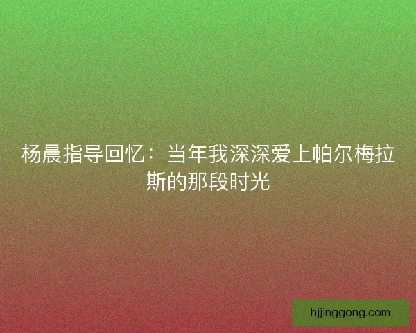杨晨指导回忆:当年我深深爱上帕尔梅拉斯的那段时光 杨晨指导回忆:当年我深深爱上帕尔梅拉斯的那段时光